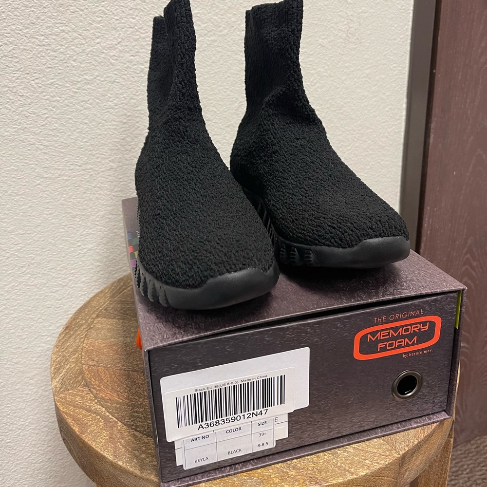 Bernie Mev Chenille Ankle Boots - Keyla in Black